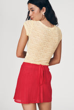 Load image into Gallery viewer, ROWIE JOLE SILK MINI WRAP SKIRT TRUE RED
