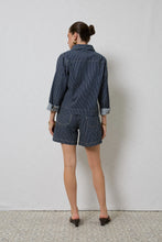 Load image into Gallery viewer, DRICOPER ZOLA INDIGO STRIPE LONG DENIM SHORT
