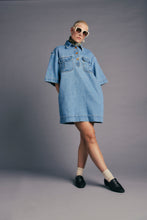 Load image into Gallery viewer, KAREN WALKER TRAVELLERS SHIRT DRESS LIGHT BLUE OUTLAND DENIM
