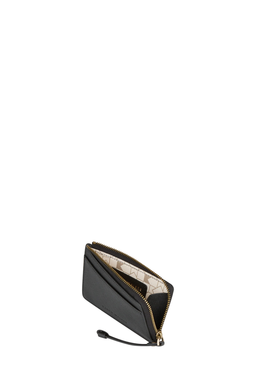 KAREN WALKER LEATHER ZIP CARDHOLDER BLACK