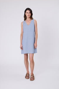 MARLOW LUNA LINEN DRESS BLUE SMOKE