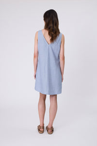 MARLOW LUNA LINEN DRESS BLUE SMOKE