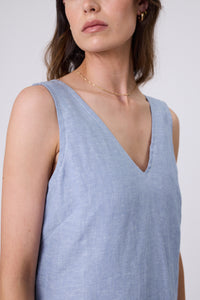 MARLOW LUNA LINEN DRESS BLUE SMOKE