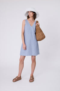 MARLOW LUNA LINEN DRESS BLUE SMOKE