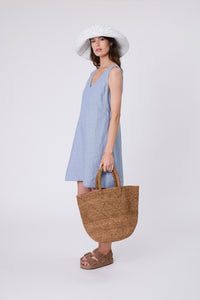 MARLOW LUNA LINEN DRESS BLUE SMOKE