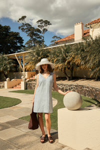 MARLOW LUNA LINEN DRESS BLUE SMOKE