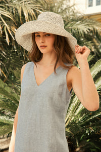 MARLOW LUNA LINEN DRESS BLUE SMOKE