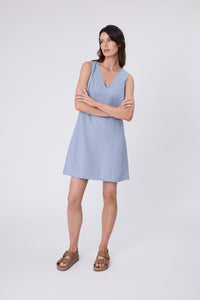 MARLOW LUNA LINEN DRESS BLUE SMOKE
