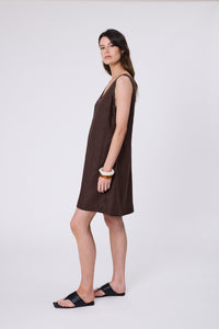 MARLOW  LUNA LINEN DRESS CAROB