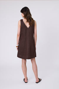 MARLOW  LUNA LINEN DRESS CAROB