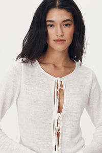 ROWIE MARCIA BOW CARDIGAN BONE