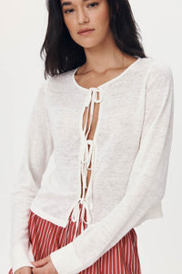 ROWIE MARCIA BOW CARDIGAN BONE