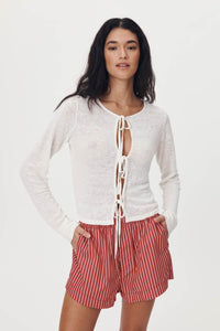 ROWIE MARCIA BOW CARDIGAN BONE