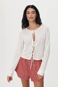 ROWIE MARCIA BOW CARDIGAN BONE