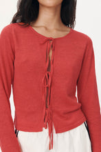 Load image into Gallery viewer, ROWIE MARCIA BOW CARDIGAN APPLE RED
