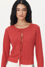 Load image into Gallery viewer, ROWIE MARCIA BOW CARDIGAN APPLE RED
