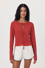 Load image into Gallery viewer, ROWIE MARCIA BOW CARDIGAN APPLE RED
