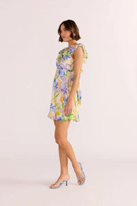 MINK PINK FABLE FRILL MINI DRESS PAINTERLY FLORAL