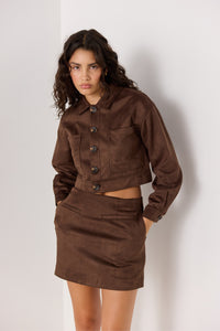 MINK PINK ASTON SUEDE CROP JACKET