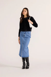 MINK PINK ROWAN FLUFFY CARDIGAN BLACK