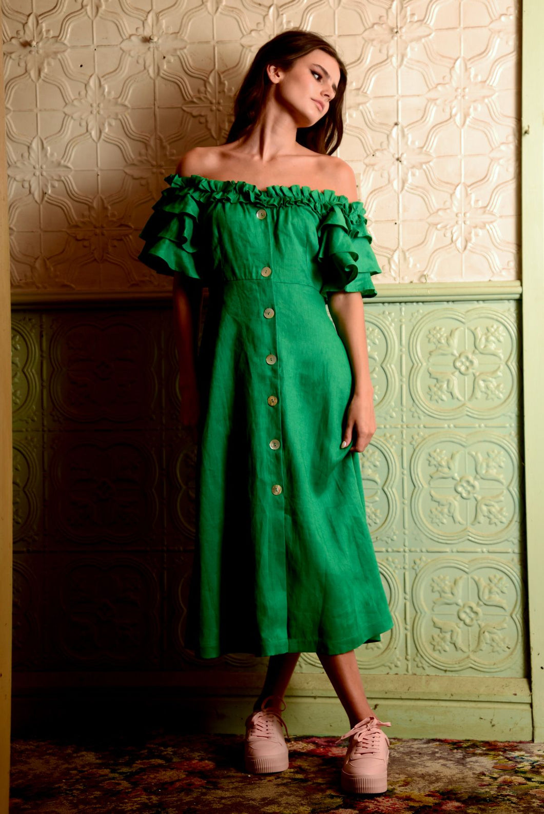 COOP BY TRELISE COOPER MY HEART FRILL GO ON DRESS GREEN