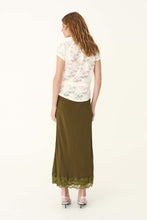 Load image into Gallery viewer, ROWIE MARINA SILK MIDI SKIRT OLIVE
