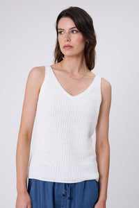 MARLOW MARINA KNIT TANK CHALK