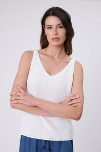MARLOW MARINA KNIT TANK CHALK