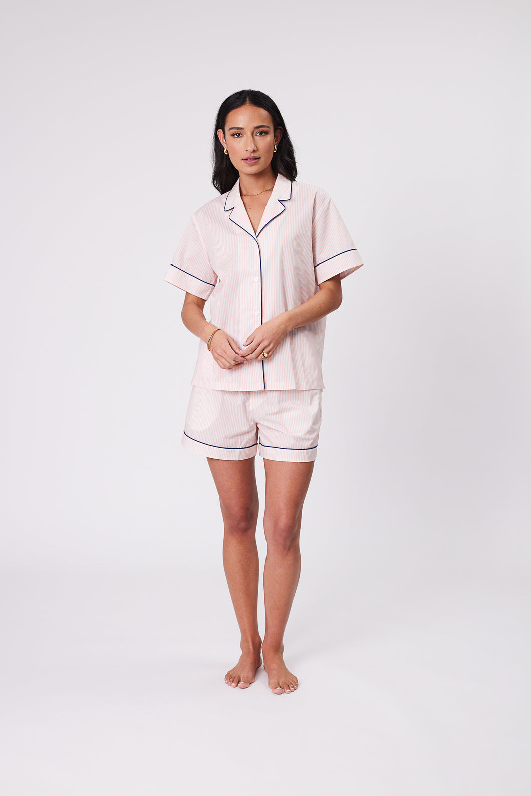 MARLOW PJ SHIRT + SHORT SET  ROSE STRIPE