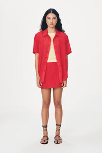 ROWIE MASON SILK SHIRT TRUE RED