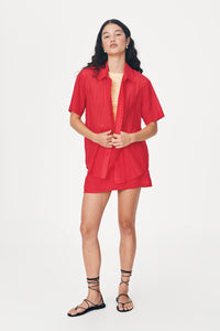 ROWIE MASON SILK SHIRT TRUE RED