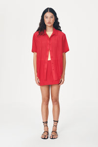 ROWIE MASON SILK SHIRT TRUE RED