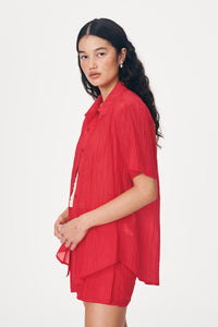 ROWIE MASON SILK SHIRT TRUE RED