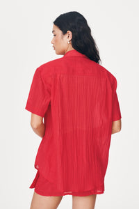 ROWIE MASON SILK SHIRT TRUE RED