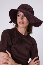 Load image into Gallery viewer, MARLOW MYKONOS WIDE BRIM HAT CHOC
