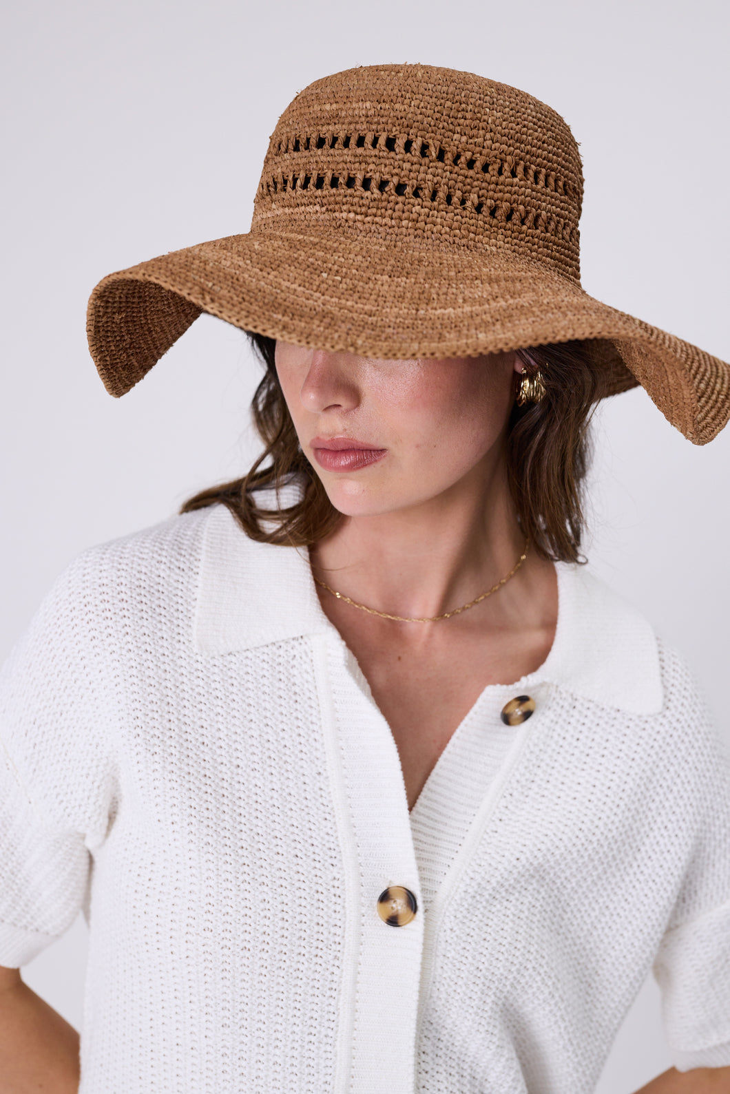 MARLOW MYKONOS WIDE BRIM HAT TEA