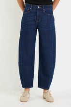 Load image into Gallery viewer, AMONG THE BRAVE GRADUATE DARK BLUE STRETCH BARREL JEANS
