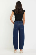 Load image into Gallery viewer, AMONG THE BRAVE GRADUATE DARK BLUE STRETCH BARREL JEANS

