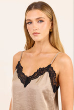 Load image into Gallery viewer, STORIES BE TOLD NOCTURNE TAUPE SATIN LACE TRIM CAMI
