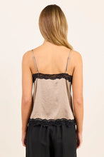 Load image into Gallery viewer, STORIES BE TOLD NOCTURNE TAUPE SATIN LACE TRIM CAMI
