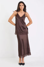 Load image into Gallery viewer, GEORGIA ZOE NOIR CHOCOLATE SATIN LACE TRIM CAMI
