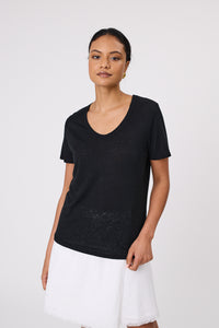 MARLOW NOTO LINEN TEE BLACK