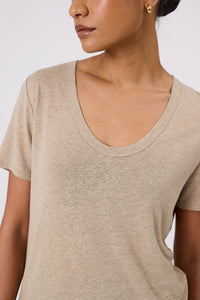 MARLOW NOTO LINEN TEE TAUPE