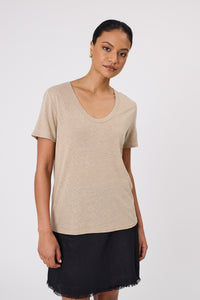 MARLOW NOTO LINEN TEE TAUPE