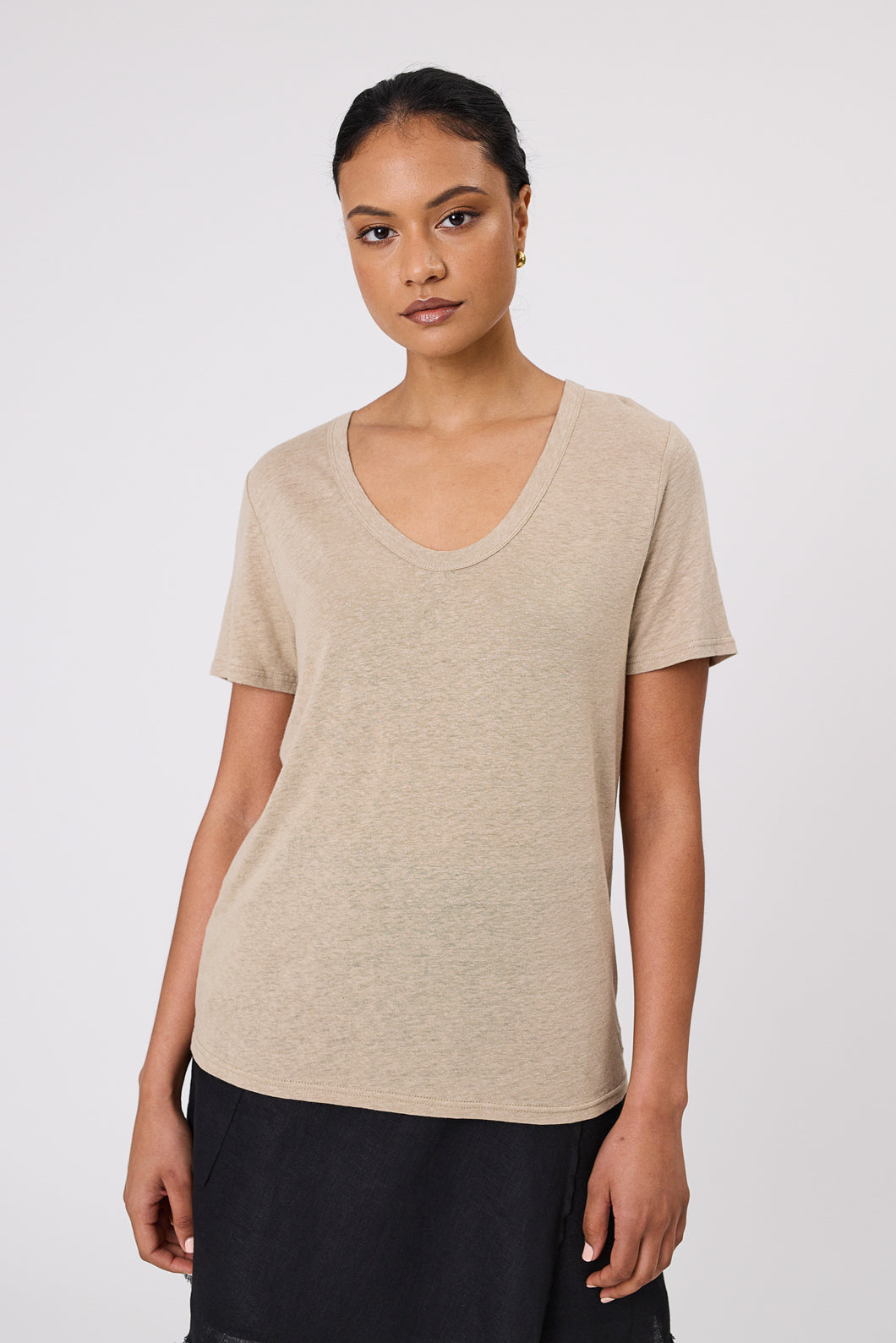 MARLOW NOTO LINEN TEE TAUPE