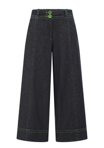 POL RAYDEL CONTRAST DENIM PANT BLACK WASH/GREEN