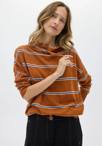POL BEECH DRAWCORD KNIT TOFFEE/PEBBLE/BLUE
