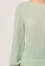 Load image into Gallery viewer, ONCE WAS SOLANA POINTELLE KNIT TOP CELADON
