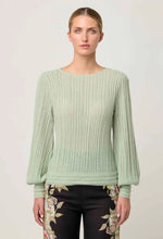 Load image into Gallery viewer, ONCE WAS SOLANA POINTELLE KNIT TOP CELADON
