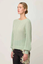 Load image into Gallery viewer, ONCE WAS SOLANA POINTELLE KNIT TOP CELADON
